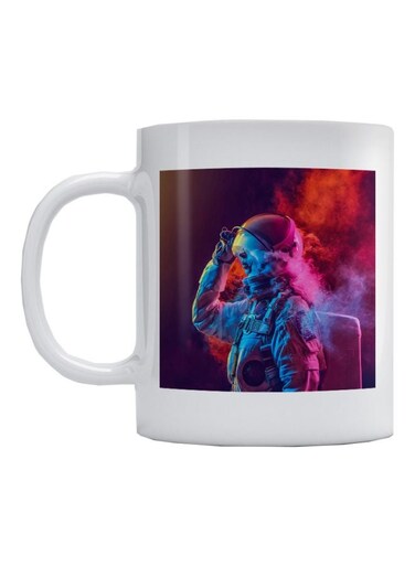 Astronaut Printed Mug White/Brown/Red 350ml