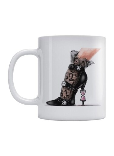 Sand Watch Shoe Printed Coffee Mug White/Black/Brown 350ml