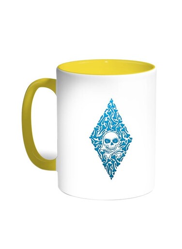 Bones And Skull Printed Coffee Mug Yellow/White 11ounce