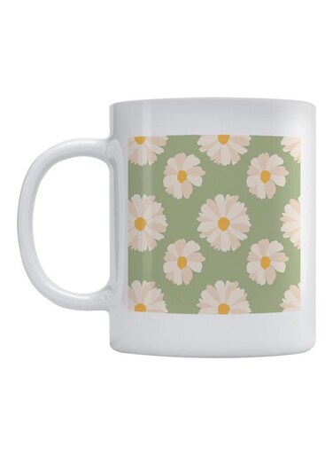 Floral Printed Mug White/Green/Beige