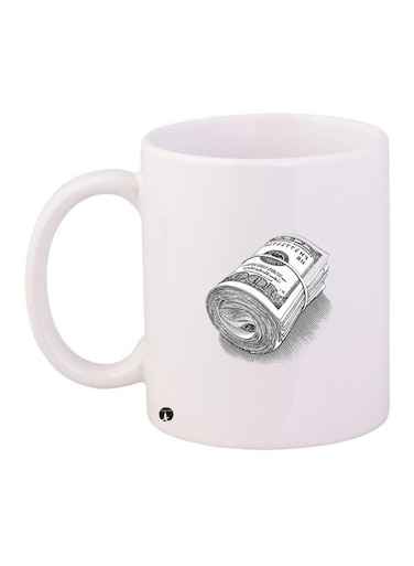 Money Printed Coffee Mug White/Black