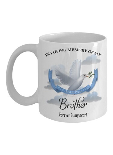 Brother Memorial Remembrance Printed Coffee Mug White/Blue/Black 11x11x8cm