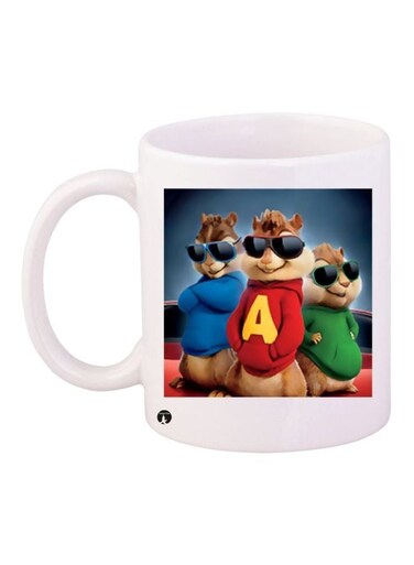 Alvin And The Chipmunks Printed Coffee Mug White/Red/Green 11ounce