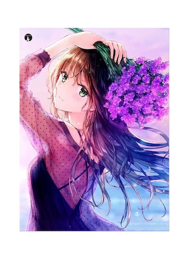 Cartoon Girl Printed Metallic Plate Purple/Blue/Green 20x15cm