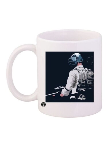 PUBG Printed Coffee Mug White/Black/Blue Standard Size