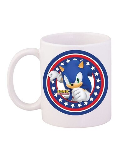 Cartoon Printed Coffee Mug White/Blue/Red 11ounce