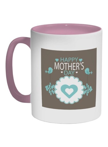 Happy Mother's Day Printed Coffee Mug Pink/White/Brown 325ml