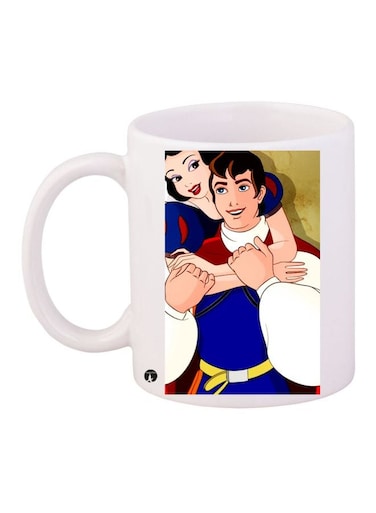 Snow White Printed Coffee Mug White/Blue/Beige