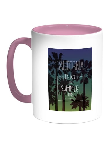 Enjoy The Summer Time Printed Coffee Mug Pink/White/Blue 11ounce