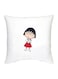 Chibi Maruko Chan Character Printed Cushion White/Black/Red 16x16inch