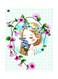 Floral Themed Metallic Plate White/Green/Pink 20x15cm