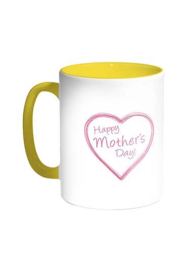 Happy Mother's Day Printed Coffee Mug Yellow/White 11ounce