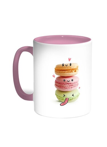 Food Time Printed Coffee Mug Pink/White 11ounce