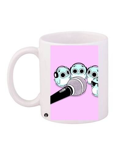Microphone Printed Coffee Mug White/Pink/Black 11ounce