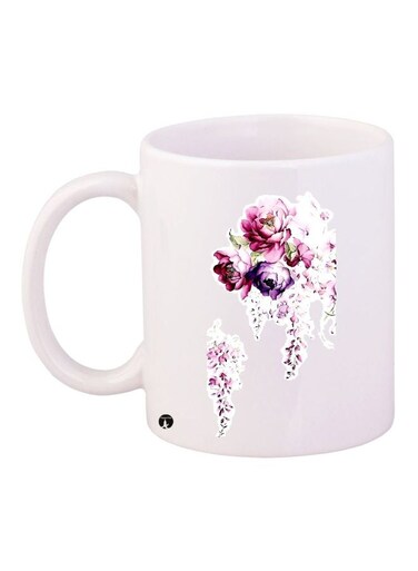 Flower Printed Ceramic Coffee Mug White/Pink/Purple