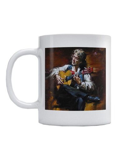Guitar Player Printed Coffee Mug White/Brown/Black