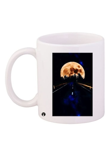 Moon Printed Coffee Mug White/Black/Yellow