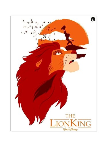 Lion Printed Metallic Plate Orange/Red/Beige 20x15cm