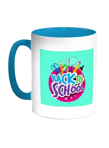 Back To School Printed Coffee Mug Turquoise/White/Green