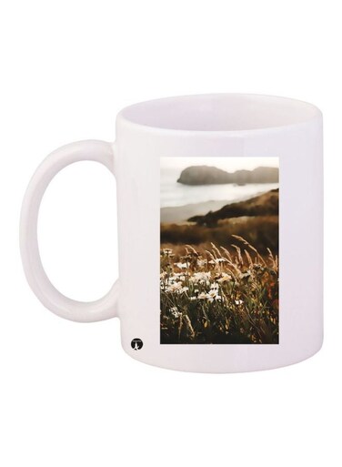 Nature Printed Coffee Mug White/Brown/Green 11ounce