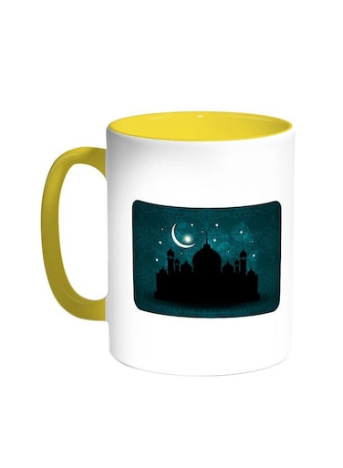 Ramadan And A Mosque Printed Coffee Mug Yellow/White 11ounce