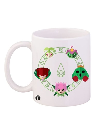 Digimon Printed Mug White/Green 12ounce