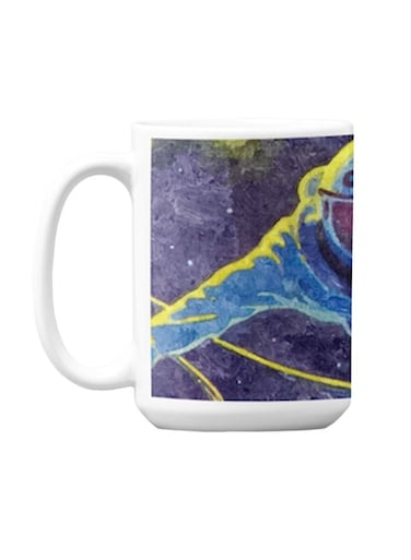 Premium Printed Ceramic Coffee Mug White/Blue 350ml