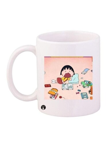 Chibi Maruko Chan Printed Coffee Mug White/Pink/Orange