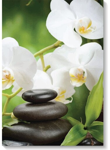 Jasmine Themed Wall Painting Green/White/Black 40x60cm