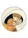 Boy And A Girl Printed Fridge Magnet Round Multicolour