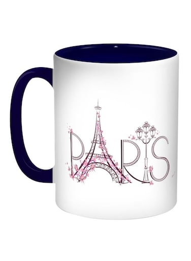 Paris Eiffel Tower Printed Coffee Mug Blue/White/Pink 11ounce