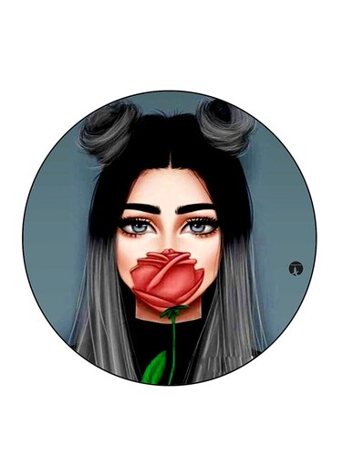 Girl Printed Fridge Magnet Multicolour 5.5 x 5.5cm
