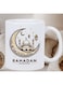 Ramadan Mubarak Ceramic Mug - Insulated White Cup with Golden Crescent Moon &amp; Mosque Design, Reusable Hand Wash Only, Ideal Gift
