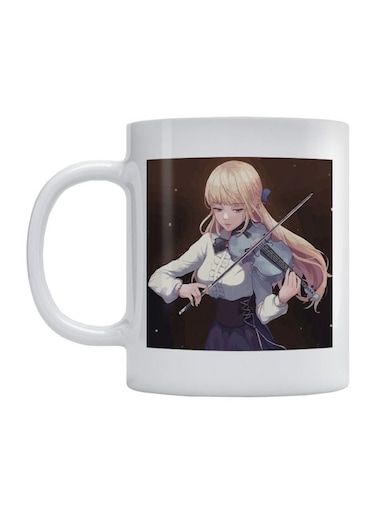 Violinist Anime Printed Mug White/Blue/Beige