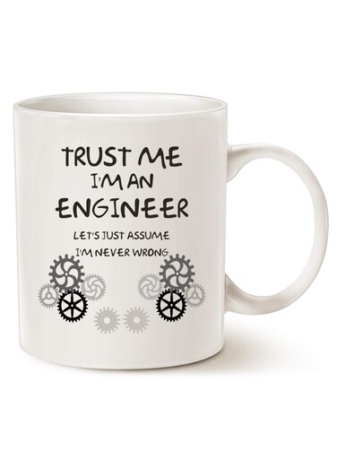 MAUAG Funny Engineer Coffee Mug Unique Idea, Trust Me, I'm an Engineer Ceramic Cup White, 11 Oz