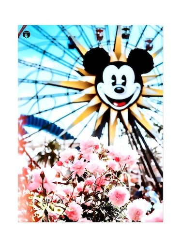 Decorative Mickey Mouse Themed Metallic Plate Blue/Pink/Black 20x15cm