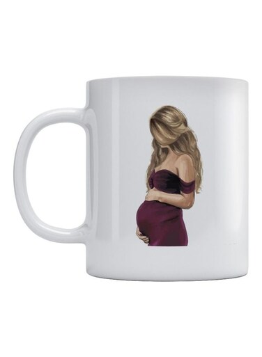 Printed Ceramic Mug White/Pink/Brown