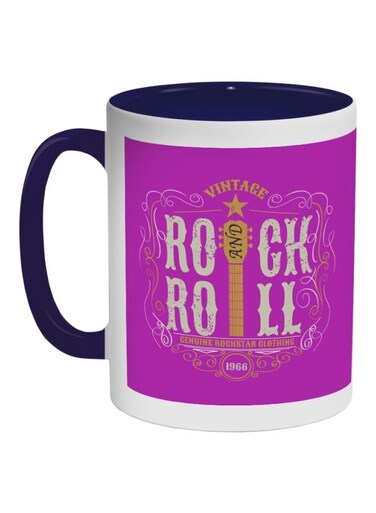 Rock And Roll Printed Coffee Mug Pink/White/Brown 11ounce