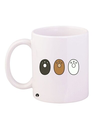 Cartoon Printed Coffee Mug White/Brown/Black 11ounce
