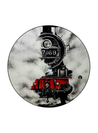Steam Train Printed Fridge Magnet Grey/Black/Red 5.5cm