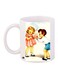 Cartoon Printed Coffee Mug White/Brown/Blue 11ounce