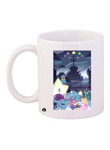 Cartoon Printed Coffee Mug White/Grey/Purple 11ounce