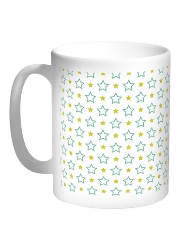 Motifs Of Stars Printed Coffee Mug White/Green 11ounce