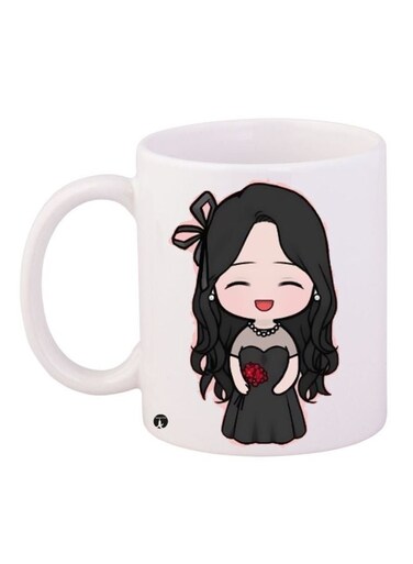 Cartoon Girl Printed Coffee Mug White/Black/Beige
