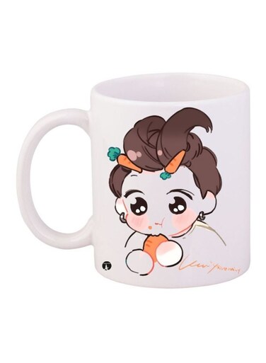 Cartoon Printed Coffee Mug White/Brown/Orange 11ounce