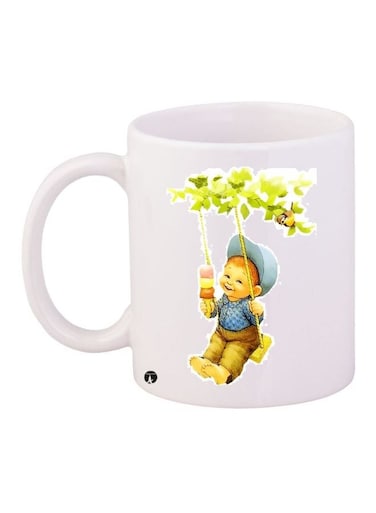 Little Baby Printed Coffee Mug White/Yellow/Green 11ounce