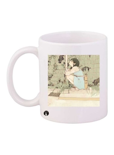 Girl Printed Mug White/Green/Blue Standard Size