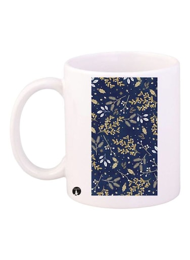 Flower Printed Mug White/Blue/Yellow Standard Size