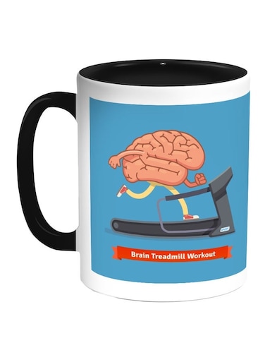 Brain Treadmill Workout Printed Coffee Mug Blue/White/Black 11ounce