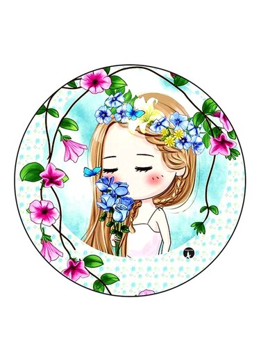 Girl Printed Fridge Magnet Multicolour